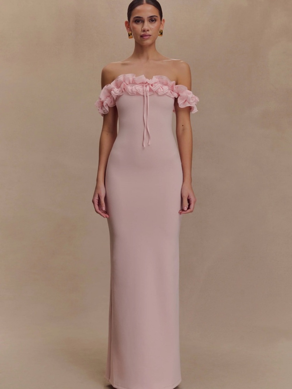 Meshki nova off the shoulder ruffle maxi dress